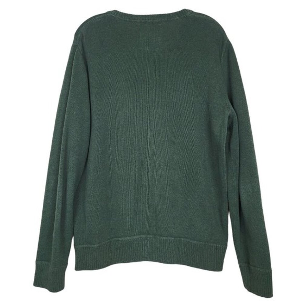 American Eagle V-Neck Sweater Men M Green Cotton Knit Pullover Classic Fit - Picture 2 of 6
